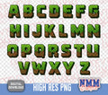 Gamer Font | Mine Alphabet Letters PNG (Digital Download)