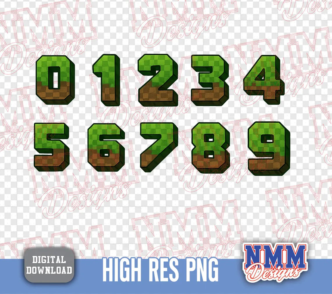Gamer Font | Mine Alphabet Letters PNG (Digital Download)