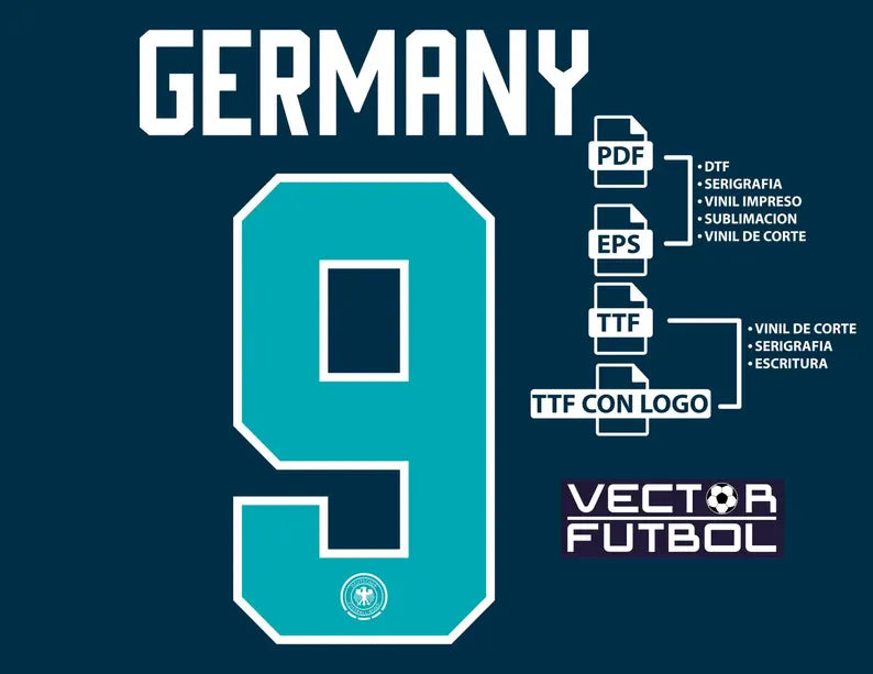 Vector font typography Germany away kit for the 2026 World Cup
